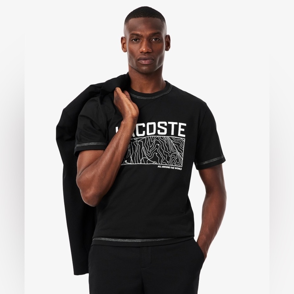 Sz xl Lacoste Black Graphic Short Sleeve Tee